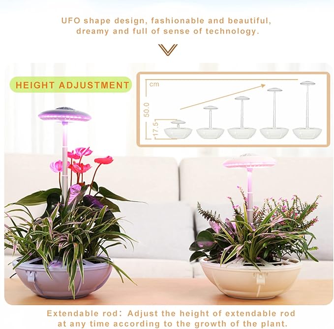 Hydroponics Growing System with LED Grow Light Smart Herb Plants Germination Kit Height Up to 19.7" Indoor Garden Garden Kit Automatic Timer for Kitchen Office Home