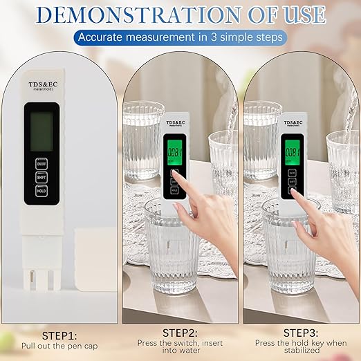4 in 1 Digital Water Quality Tester,2025 NewTDS/EC/Temperature（°C/°F）Meter,0-9990 PPM Meter,Water Tester for Drinking Water RO/DI System Aquarium
