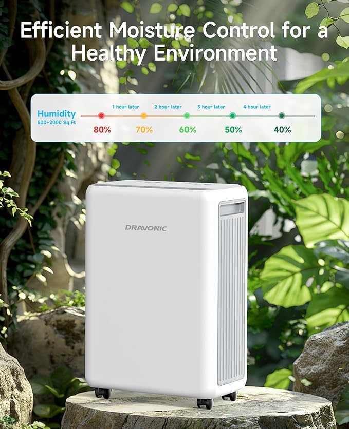 2000 Sq. Ft Dehumidifier for Basement, 30 Pint Dehumidifiers for Home, Bedroom and Bathroom, 3 Modes Dehumidifier with Drain Hose, Smart Humidity Control, 24H Timer, Child Lock (White)