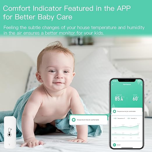 MOES WiFi Humidity Temperature Monitor Smart Hygrometer Thermometer for Remote Monitor and Alert, High Precision Indoor Thermometer with Tuya App, Compatible with Alexa & Google Assistant, 2 Pack