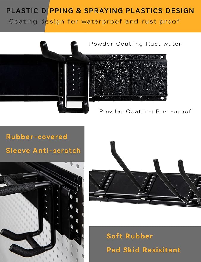 68 Inches Wall Mount Garden Tool Organizer with 17 PCS Adjustable Garden Tool Hanger Rack, Max Load 730lbs Garage Storage, Garage Organization, Yard Shed and Power Tool Organizer Rack