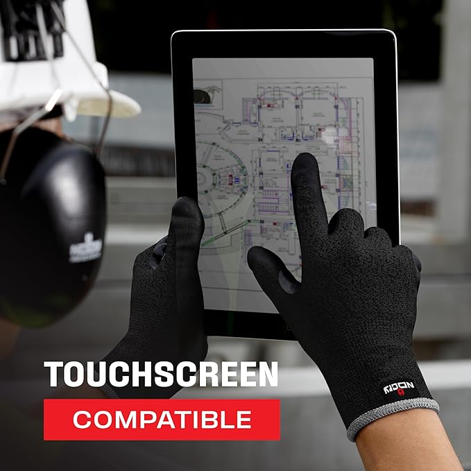 NoCry Professional Cut Resistant Work Gloves for Men and Women with Firm Grip and Waterproof Palms — Touchscreen Tips & Reinforced Thumb — Ideal for Cutting, Slicing and Dicing