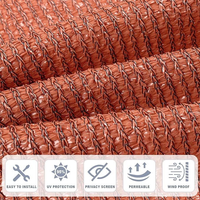 Cool Area Sun Shade Cloth with Grommets 13×16 FT Shade Panel Shade Tarp Screen Fabic for Outdoor Patio Pergola Cover Deck Garden, Terra Red (Customized)