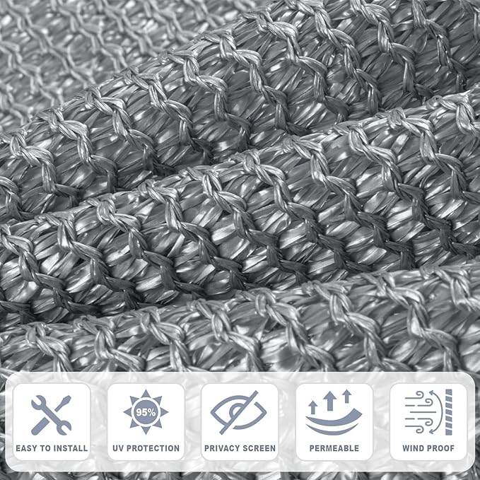 Cool Area Sun Shade Cloth with Grommets 6×19 FT Shade Panel Shade Tarp Screen Fabic for Outdoor Patio Pergola Cover Deck Garden, Silver Grey (Customized)