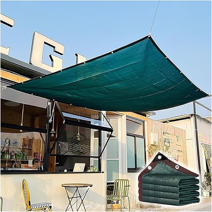 Green Shade Cloth with Grommets,Premium Heavy Duty Shade Net, UV Blocking Mesh Tarp for Greenhouse Outdoor Garden Patio Plants Cover Barns Kennel(14'x15')