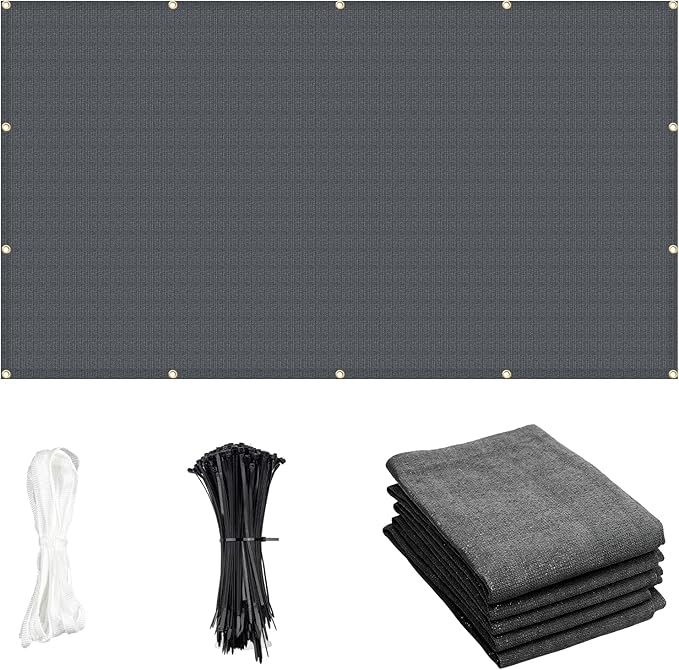 Cool Area Sun Shade Cloth with Grommets 12x16 FT Shade Panel Shade Tarp Screen Fabic for Outdoor Patio Pergola Cover Deck Garden, Dark Grey