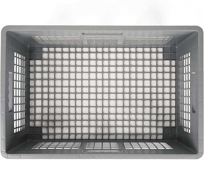 Hudson Exchange 24 x 16 x 8" (40 Pack) Mesh Straight Wall Handled Storage Container Tote, Gray