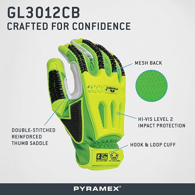 Pyramex Premium Goatskin Safety Gloves With A6 Cut Level And Impact Protection Size 2X Large