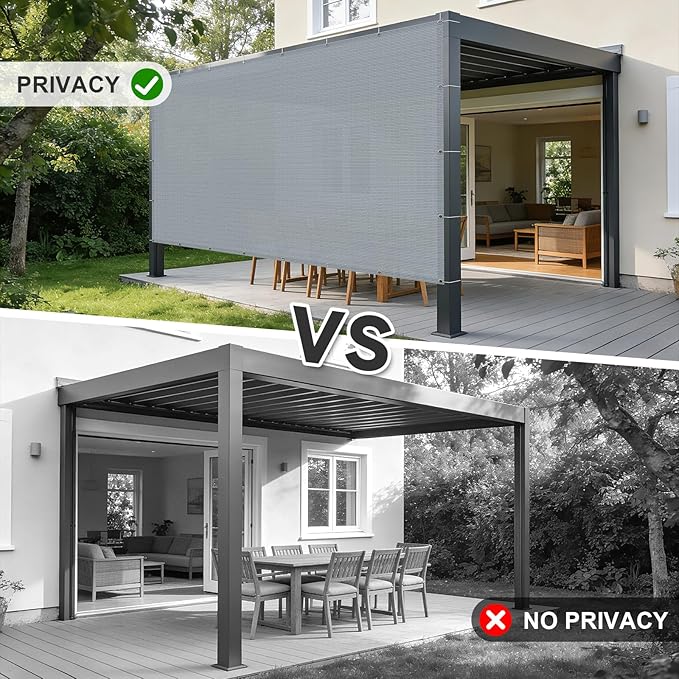 Cool Area Sun Shade Cloth with Grommets 6×19 FT Shade Panel Shade Tarp Screen Fabic for Outdoor Patio Pergola Cover Deck Garden, Silver Grey (Customized)