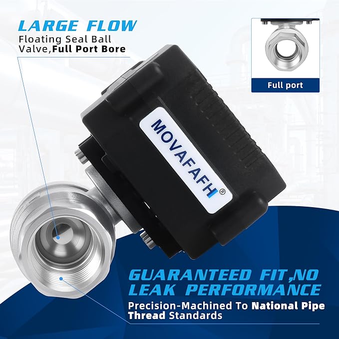 1" WiFi Smart Water Shutoff Valve - 5V DC Remote Control Timer, Stainless Steel, Mobile App Operation