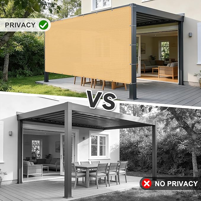 Cool Area Sun Shade Cloth with Grommets 3×16 FT Shade Panel Shade Tarp Screen Fabic for Outdoor Patio Pergola Cover Deck Garden, Sand (Customized)