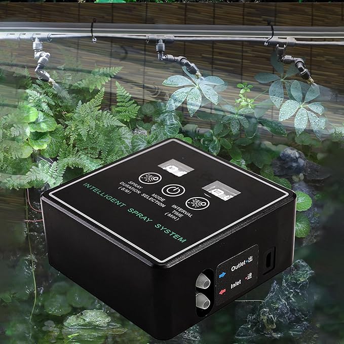 Luocute Reptile Fogger, Smart Spray System with Timer 360 Adjustable Nozzles, Automatic for Terrarium Chameleons Snakes Frogs Turtles