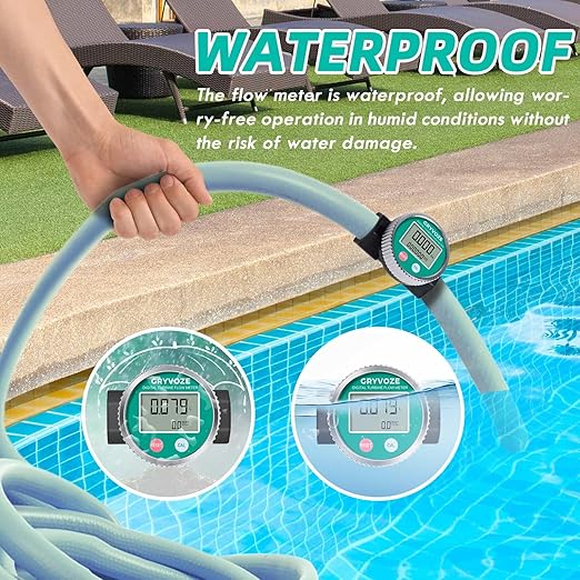 1 Inch PP Digital Turbine Flow Meter, 2.6-26 GPM Inline NPT Thread Flowmeter for Urea, Chemicals, Acid and Alkaline Liquids, Water, Diesel, Gasoline, Kerosene, and Other Liquids.