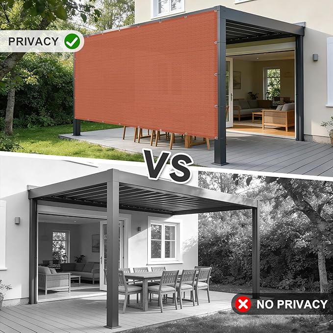 Cool Area Sun Shade Cloth with Grommets 13×16 FT Shade Panel Shade Tarp Screen Fabic for Outdoor Patio Pergola Cover Deck Garden, Terra Red (Customized)