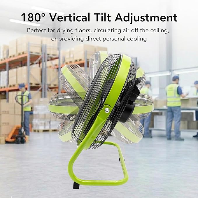 Comfort Zone 20-Inch High-Velocity Industrial Floor Fan, Heavy-Duty 3-Speed Metal Shop Fan with 180° Adjustable Tilt & Carry Handle, Quiet Vibration-Free Cooling for Garage, Workshop, & Home