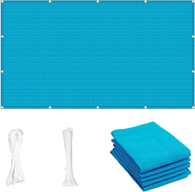 Cool Area Sun Shade Cloth with Grommets 9×14 FT Shade Panel Shade Tarp Screen Fabic for Outdoor Patio Pergola Cover Deck Garden, Turquoise Blue (Customized)