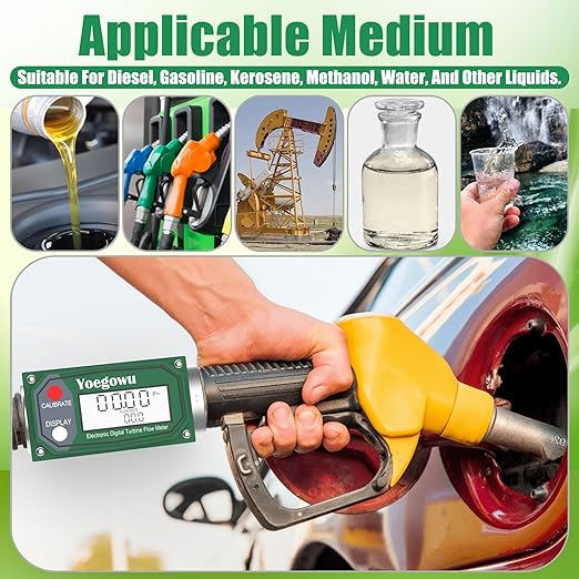 1.5" Digital Turbine Fuel Flow Meter, 10.5–74 GPM Inline NPT Flowmeter with LCD Display,for Diesel,Gasoline,Kerosene, Water and Other Liquids –Supports Gallon, L, QTS, PTS, m³ (1.5")
