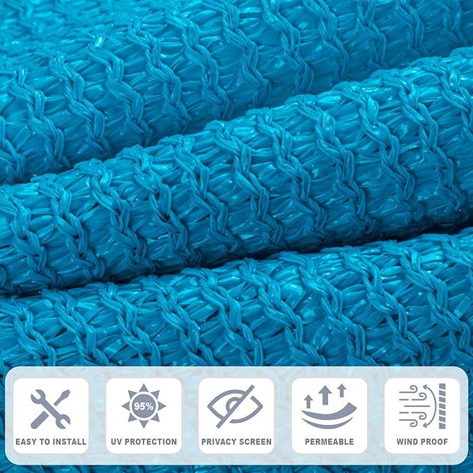 Cool Area Sun Shade Cloth with Grommets 9×14 FT Shade Panel Shade Tarp Screen Fabic for Outdoor Patio Pergola Cover Deck Garden, Turquoise Blue (Customized)