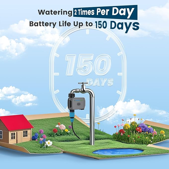 [No Blutooth Hub Required] Sprinkly Smart Lawn & Garden Hose Wifi Water Timer – 1 Zone Wi-Fi 6 Sprinkler Controller, Compatible with Alexa and Google Assistant, Auto/Manual/Rain Delay, IP55 Waterproof