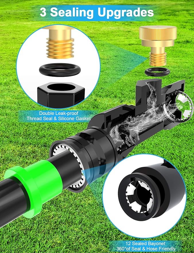 Misters for Outside Patio 63FT(19.2M)+21 Brass Mist Nozzles+a Brass Adapter(3/4") Detachable outdoor misting cooling system for Garden, waterpark, Greenhouse, Backyard, Fan, Umbrella, Deck, Canopy