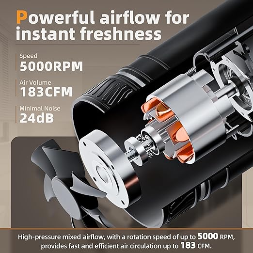 4 Inch Inline Duct Fan Kit with Timer Humidity Sensor and Temperature Remote, Quiet Ventilation Exhaust Fan for Heating Cooling Booster, Grow Tents, Hydroponics Comes with Base Cord Screw