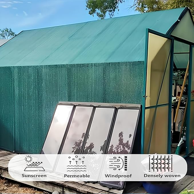 Green Shade Cloth with Grommets,Premium Heavy Duty Shade Net, UV Blocking Mesh Tarp for Greenhouse Outdoor Garden Patio Plants Cover Barns Kennel(14'x20')