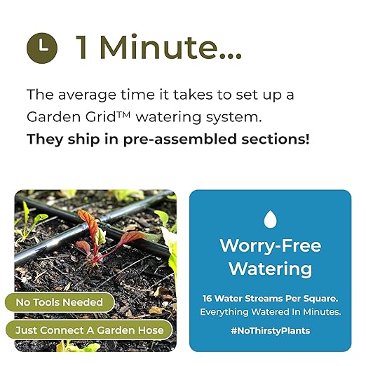 Garden Grid Watering System - 2x6 Standard | Raised Garden Bed Drip Irrigation System – But Better | Pre-Assembled, Waters Every Plant Evenly, 1-Min Setup | Square Foot Gardening | 22.5"x66"