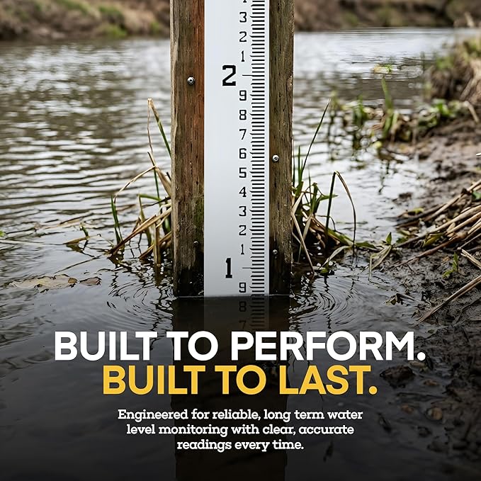 AdirPro 7" Wide Stream Gauge - Heavy Duty Staff Gauge - All Weather Gauge - Water Depth Gauge - Flow Meters - Graduated in Feet/Inches (0-5')