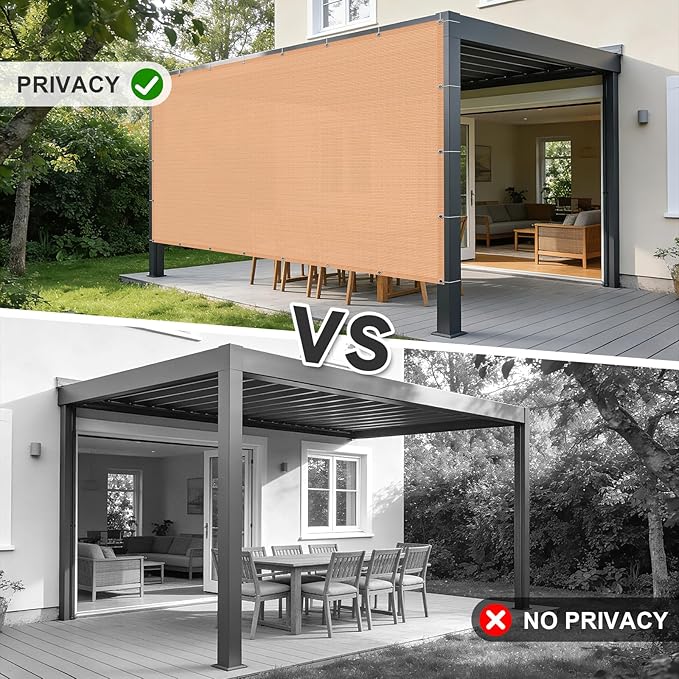 Cool Area Sun Shade Cloth with Grommets 4×17 FT Shade Panel Shade Tarp Screen Fabic for Outdoor Patio Pergola Cover Deck Garden, Peach Fuzz (Customized)