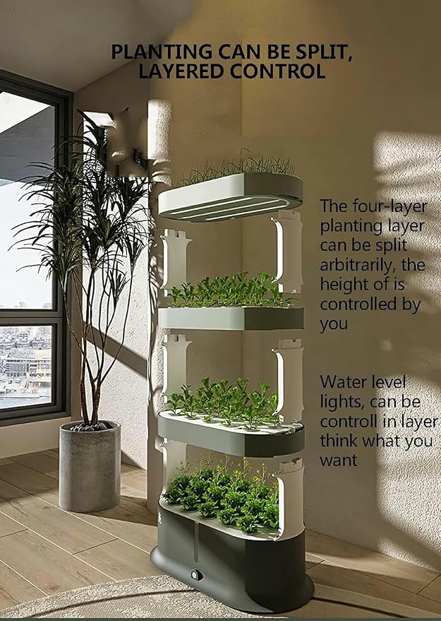 Garden Hydroponic Growing System 48 Pods Hydroponics Tower, Plant Germination Kit Aeroponics Growing Kit with LED Grow Light & Automatic Watering, Smart Garden Planter Aquaponics