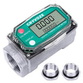 1 Inch Digital Turbine Fuel Flow Meter, 2.6-26 GPM Inline NPT Thread Flowmeter with 3/4 in Adapters for Water, Diesel, Gas Oil, Gasoline, and Other Liquids - Supports Gallon, QTS, PTS, L, m³