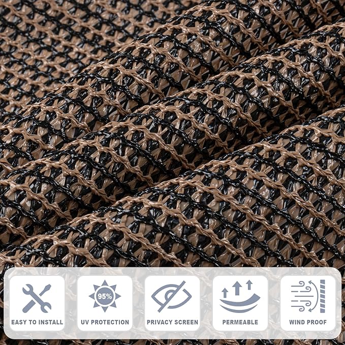 Cool Area Sun Shade Cloth with Grommets 6×9 FT Shade Panel Shade Tarp Screen Fabic for Outdoor Patio Pergola Cover Deck Garden, Brown (Customized)