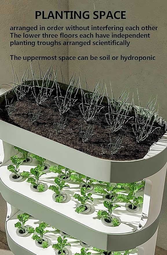 Garden Hydroponic Growing System 48 Pods Hydroponics Tower, Plant Germination Kit Aeroponics Growing Kit with LED Grow Light & Automatic Watering, Smart Garden Planter Aquaponics