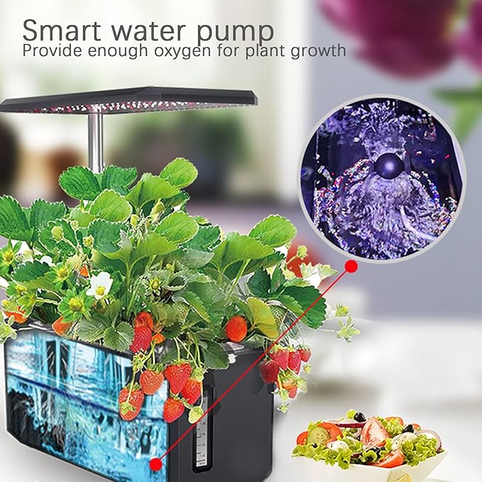 6 Pods Hydroponics Growing System with LED Grow Light Indoor Garden Smart Herb Garden Kit Plants Germination Kit Automatic Timer Height Up to 17" White