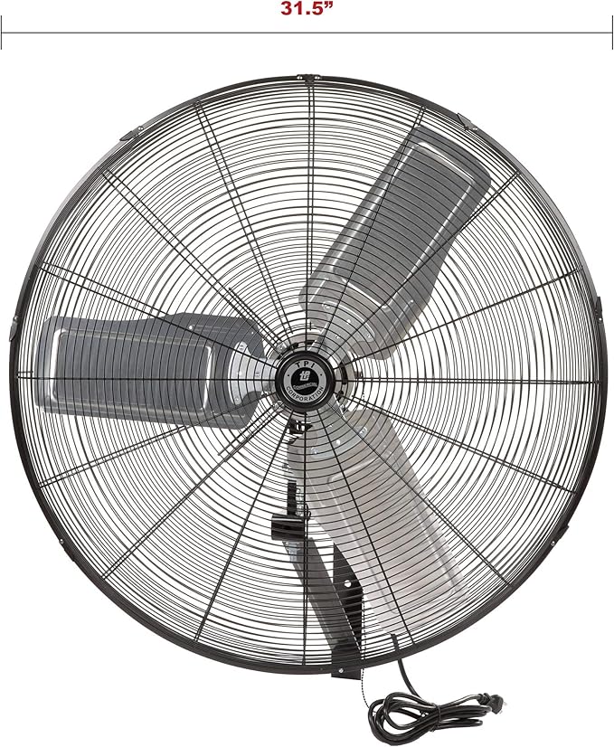 TPI Corporation Single Phase Wall Mount Commercial Circulator – 30" Diameter, 120 Volt Exhaust Fan – Ventilation Fans. Commercial Extractor Fans