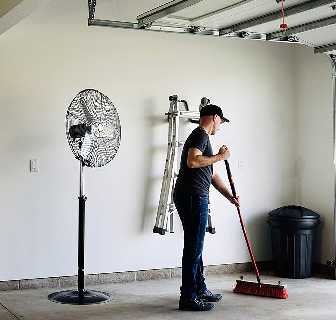 TPI Corporation CACU30-PO-HD Commercial Heavy Duty Oscillating Fan, Unassembled w/Pedestal Kit, 30" Blade Diameter, 3 Speed 1/3 HP Motor, 9' Cordset, Black