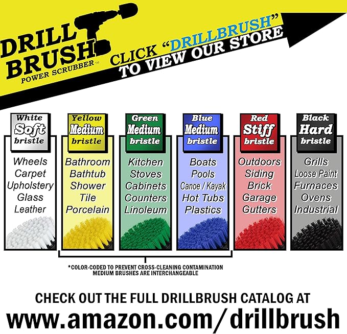 3pc Ultra-Stiff Bristled Crevice Cleaning Brush Set: Ideal Cleaning Supplies for BBQ, Grill, Smoker, and Backyard Accessories - Rust Remover - Concrete Brush - Electric Spin Scrubber for Tight Spaces