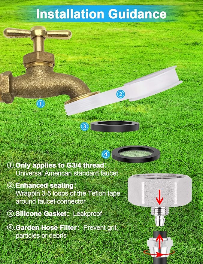 Misters for Outside Patio 89FT(27.3M)+34 Brass Mist Nozzles+a Brass Adapter(3/4") Detachable Outdoor misting Cooling System for Garden, Waterpark, Greenhouse, Backyard