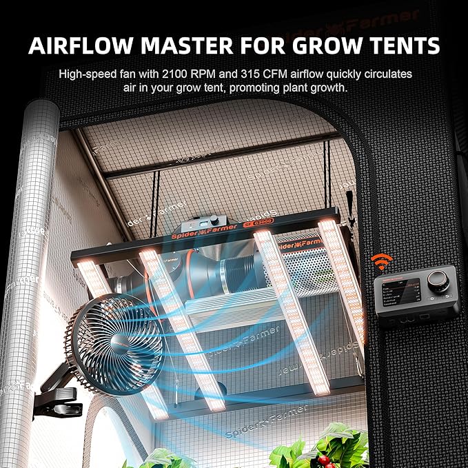 Spider Farmer New Grow Tent Fan 6" and Spider Farmer Dehumidifier with Drain Hose and Pump